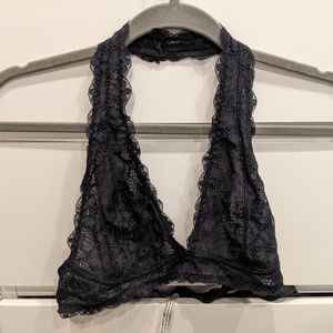 Intimately Free People Medium Black Lace Halter Top Bra Bralette